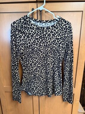 No Boundaries Long Sleeve Leopard Print Top - Black and Tan